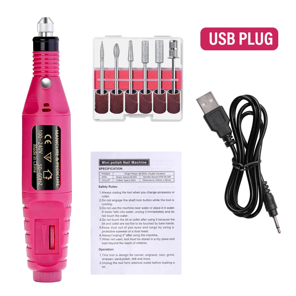 LULAA Set de Taladro Eléctrico para Uñas, Equipo de Molienda para Pedicura, Molinillo para Manicura, Herramienta Profesional de Pulido de Uñas