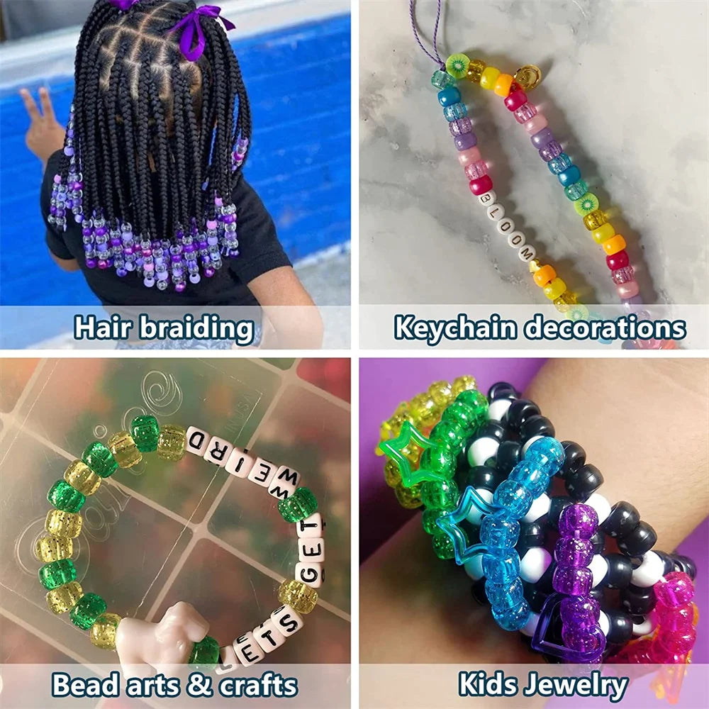 100pcs 6x9mm Colorful Pony Beads Fashion Big Hole Acrylic Beads Kids DIY Bracelet Necklace Making HandCrafts Girls Hair Beads