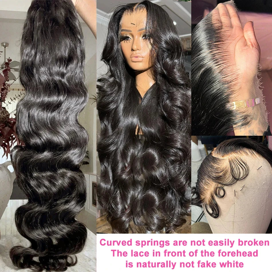 Natural Black Body Wave 13x4 HD Transparent Lace Frontal Pre Plucked