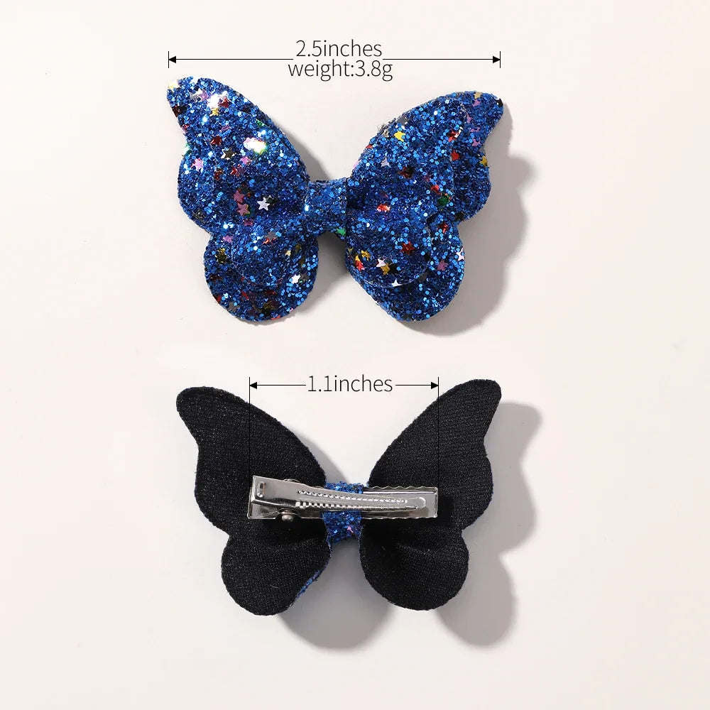 4Pcs Women Girl Glitter Butterfly Hair Clip for Children Sequins Bow Hairpins Cute Headwear Trendy Hairgrip Hair Accessories