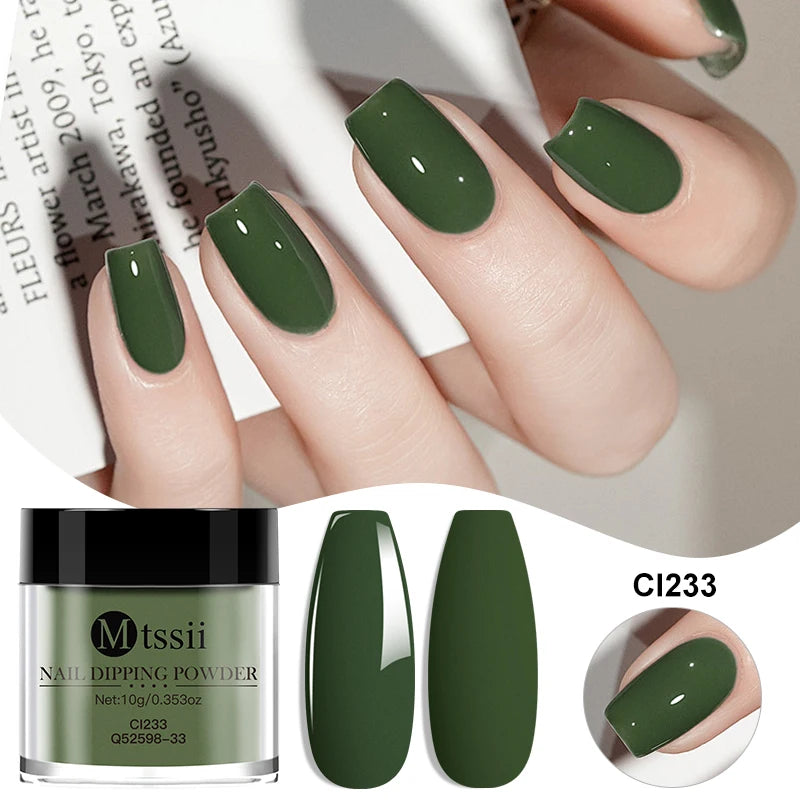 MTSSII 10g Nail Dipping Powder Natural Dry No Lamp Cure DIY Nail Art Decoration Pigment Dust Glitter Long Lasting Manicure Salon