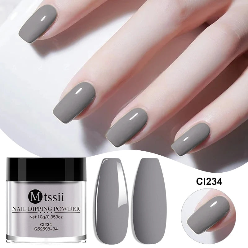 MTSSII 10g Polvo para inmersión de uñas Secado natural Sin curado con lámpara Arte de uñas DIY Decoración Pigmento Polvo Brillo Manicura de larga duración Salón