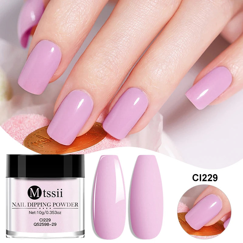 MTSSII 10g Polvo para inmersión de uñas Secado natural Sin curado con lámpara Arte de uñas DIY Decoración Pigmento Polvo Brillo Manicura de larga duración Salón