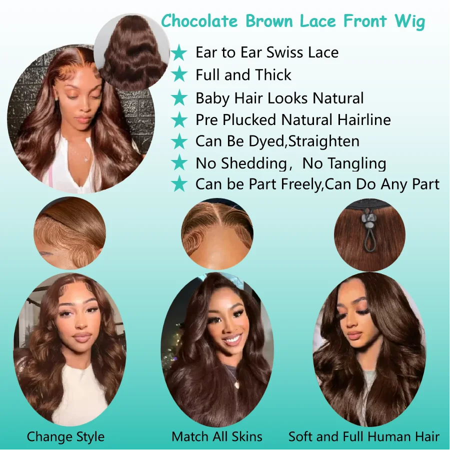 Chocolate Brown Body Wave Wig