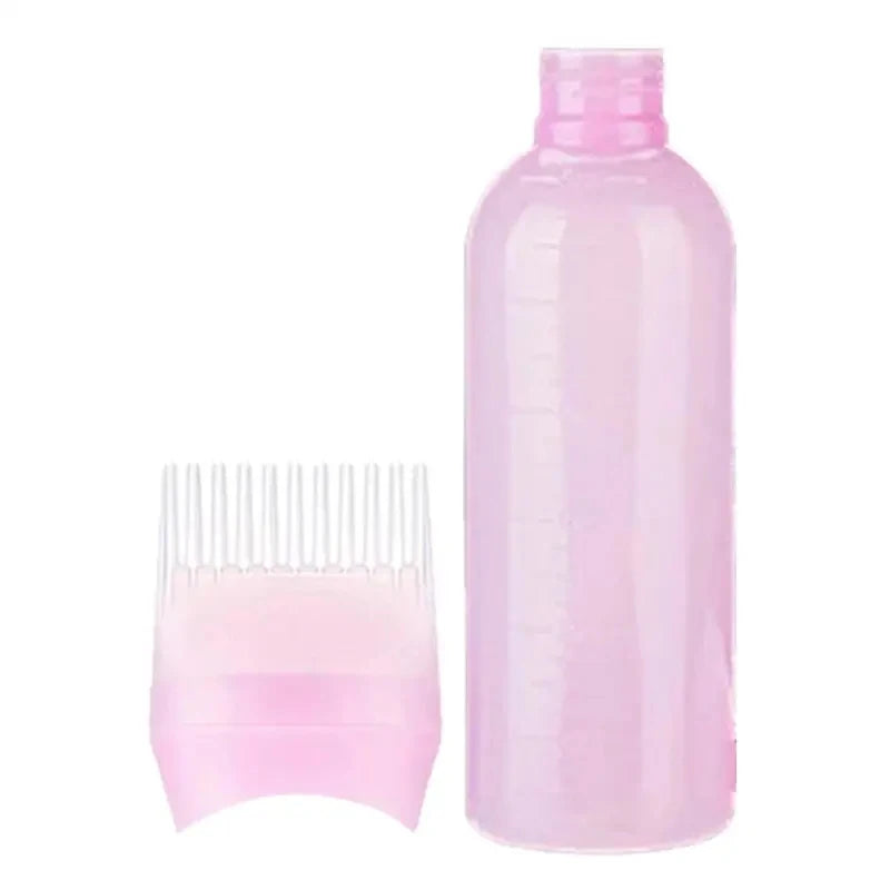 Botella recargable de 120 ml para tinte de pelo, con peine aplicador, multicolor, de plástico, para dispensar aceite, para peluquería, para teñir el cabello, herramienta de peinado