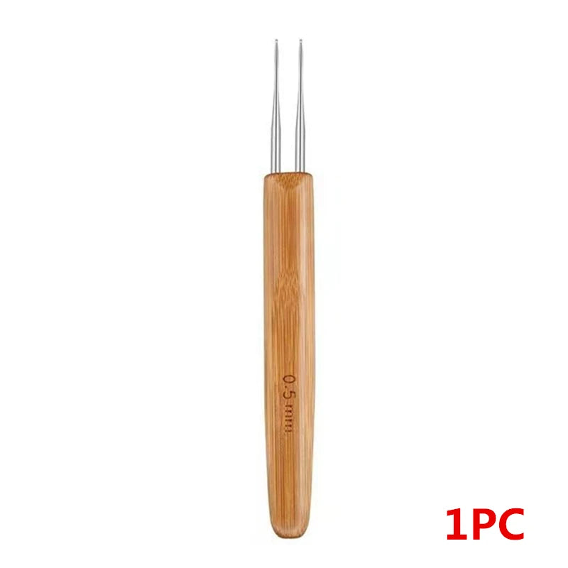 1Pc 0.5mm/0.75mm Loc Crochet Hook Wood