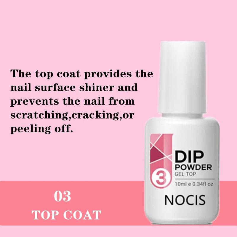 4 piezas de líquido para polvo de inmersión de 10 ml - Activador, base, capa superior de gel y limpiador de brochas para uñas - No necesita curado - Perfecto para uñas