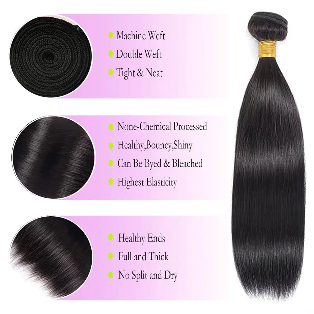 OKVOKV Straight Bundles Human Hair 12A Human Hair 3 Bundles Straight Hair Brazilian Hair Human Hair Bundles Virgin Human Hair Bundles Remy Human Hair Bundles 20 22 24 Inch Human Hair Extensions