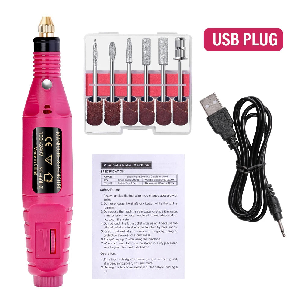 LULAA Set de Taladro Eléctrico para Uñas, Equipo de Molienda para Pedicura, Molinillo para Manicura, Herramienta Profesional de Pulido de Uñas