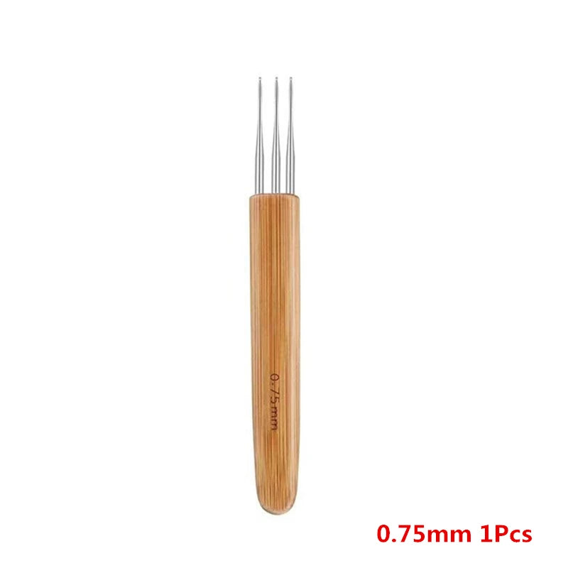1Pc 0.5mm/0.75mm Loc Crochet Hook Wood