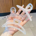 3Pcs 4.5-Inch Large Clear Beaded Hair Claw Clips, Transparent Crystal Hair Jaw Clips for Women Girls, Non-slip Strong Hold for T