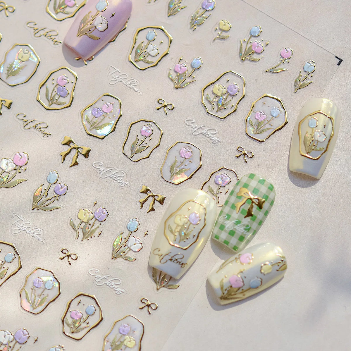 1Sheet 5D Soft Embossed Relief Nail Stickers Cute Daisies Self Adhesive Slider Stickers Press On Nails DIY Japanese Nail Art Dec
