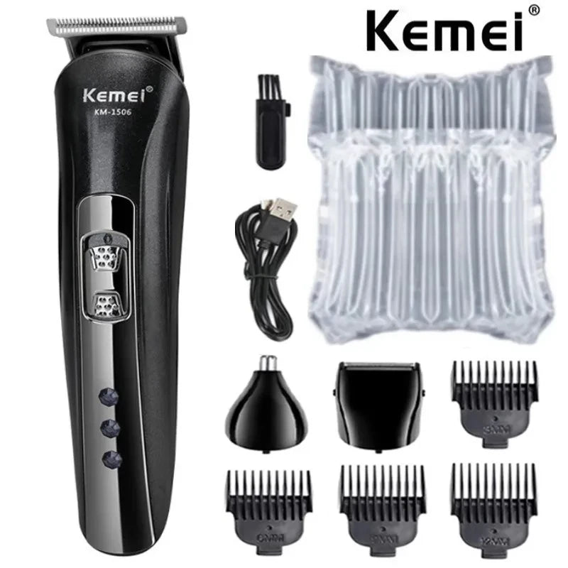 Kemei KM-1506 3 in 1 Electric Hair Clipper USB Charging Shaver Rechargeable Nose Hair Trimmer Professional Shaving Machine