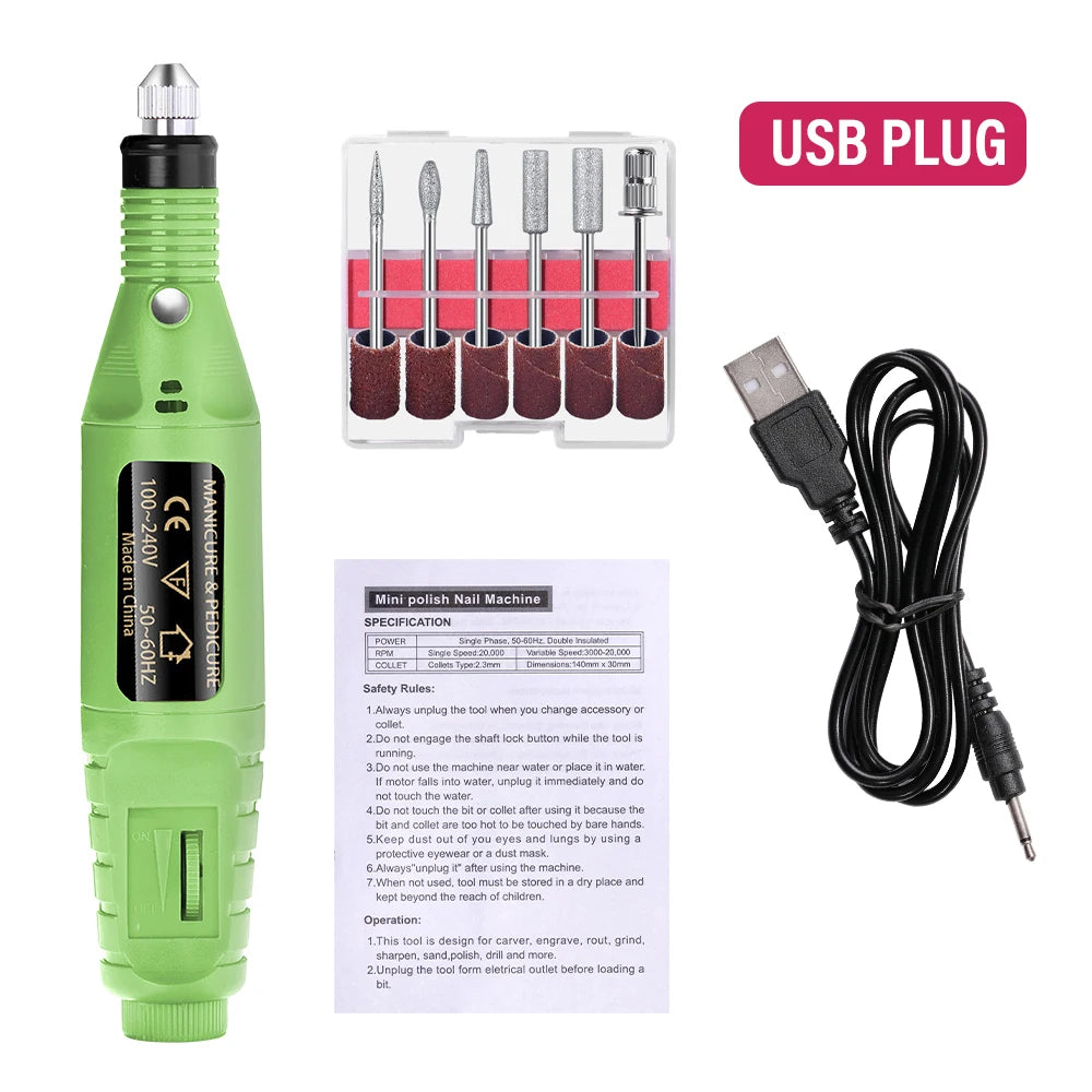LULAA Set de Taladro Eléctrico para Uñas, Equipo de Molienda para Pedicura, Molinillo para Manicura, Herramienta Profesional de Pulido de Uñas