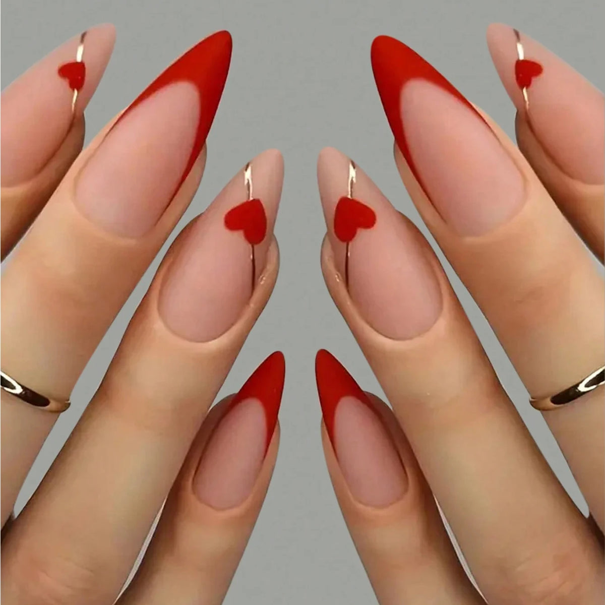 24pcs Long Almond Fake Nails White French Press on Nails Simple Full Cover Detachable Nail Tips