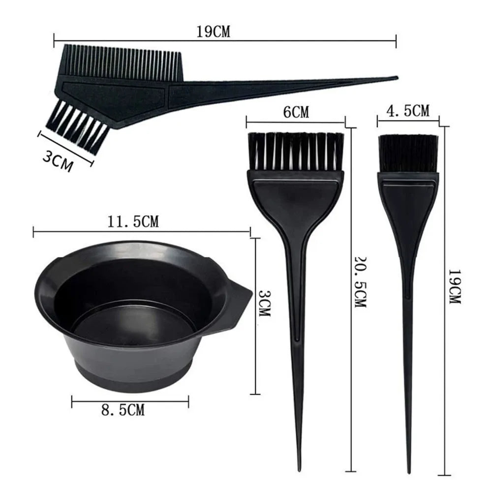 4Pcs Home Salon Hair Dyeing Brush Set Hair Dyeing Cream Bowl Coloring Brush Comb Kits Hair Tint Applicator Barber Styling Tools