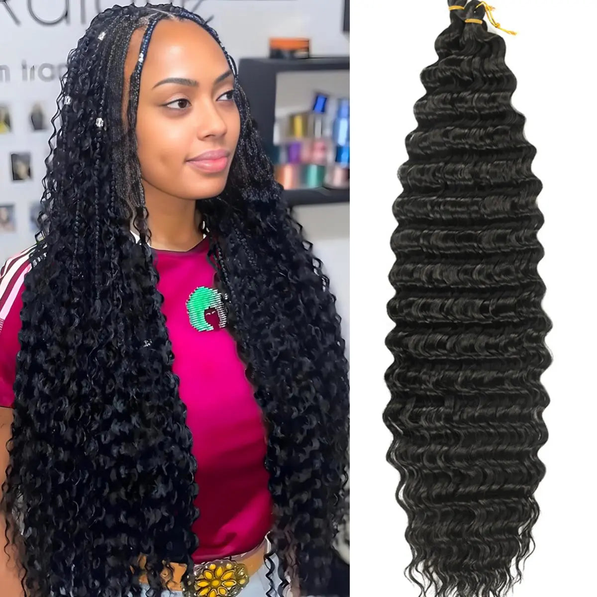 30Inch Synthetic Pre Stretched Deep Wave Crochet Hair