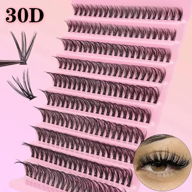 200Pcs DIY Personal Lashes 40P Eyelash Cluster Natural Look Wispy Lashes 9-16MM D Curly Hair Personal Clusters Lashes Fluffy