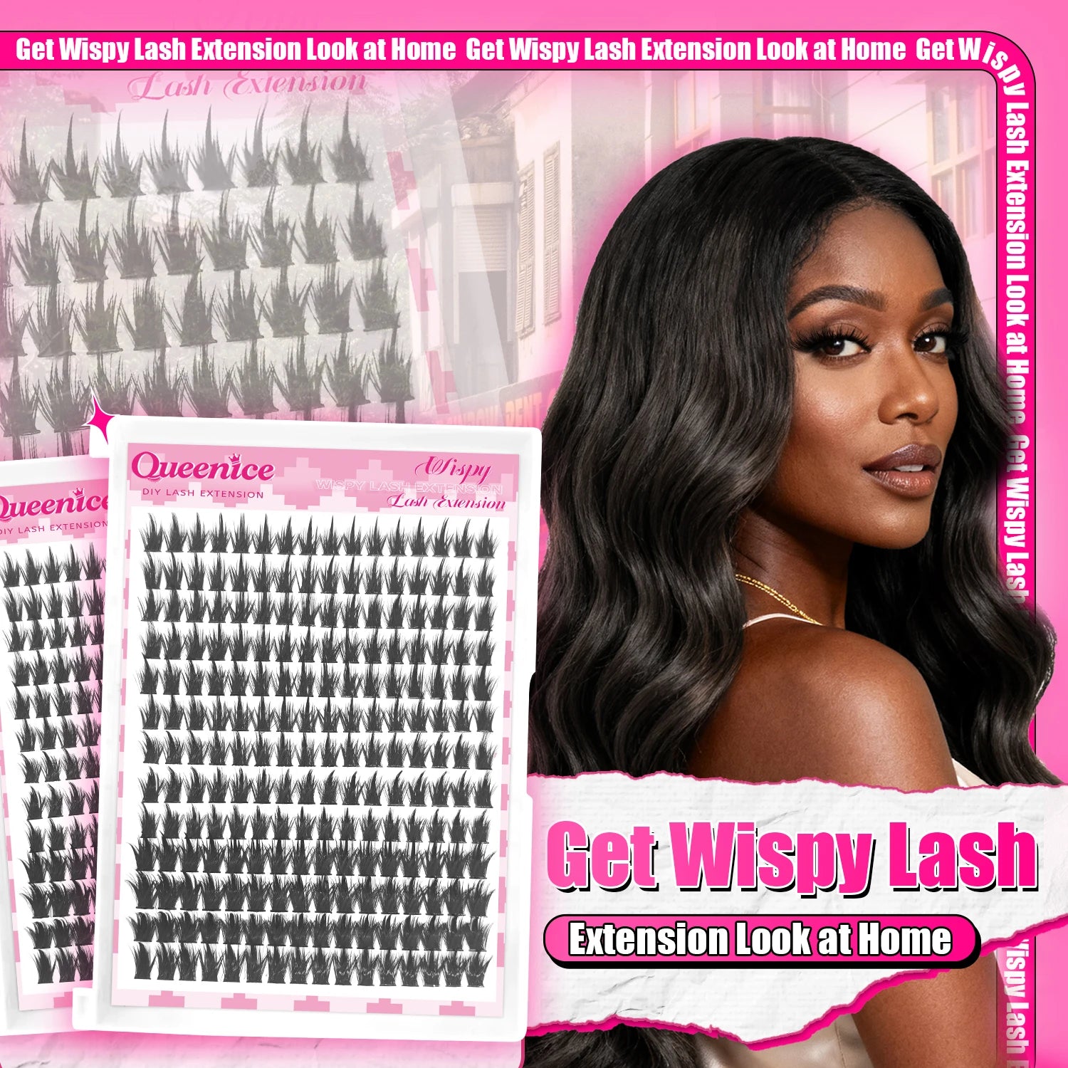 QUEENICE D-Curl - Natural Volume False Lashes - InLove Group Style - Large Capacity Eyelash Clusters for Beginners
