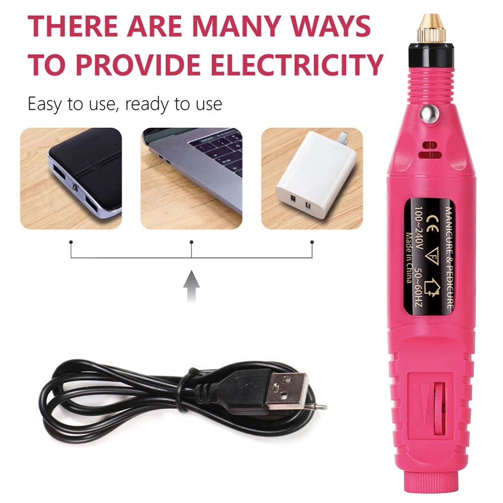 LULAA Set de Taladro Eléctrico para Uñas, Equipo de Molienda para Pedicura, Molinillo para Manicura, Herramienta Profesional de Pulido de Uñas