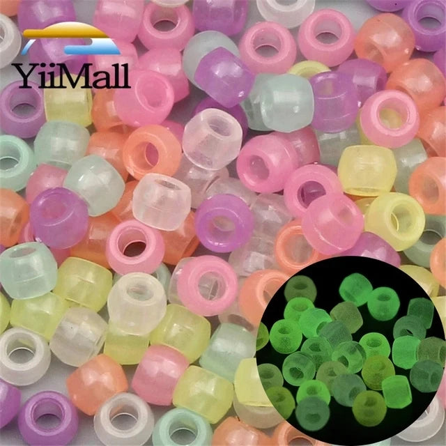100pcs 6*9mm Round Dreadlock Acrylic Beads Big Hole Spacer Hair Beads for Jewelry Making DIY Bracelet Necklace Craft Needlework
