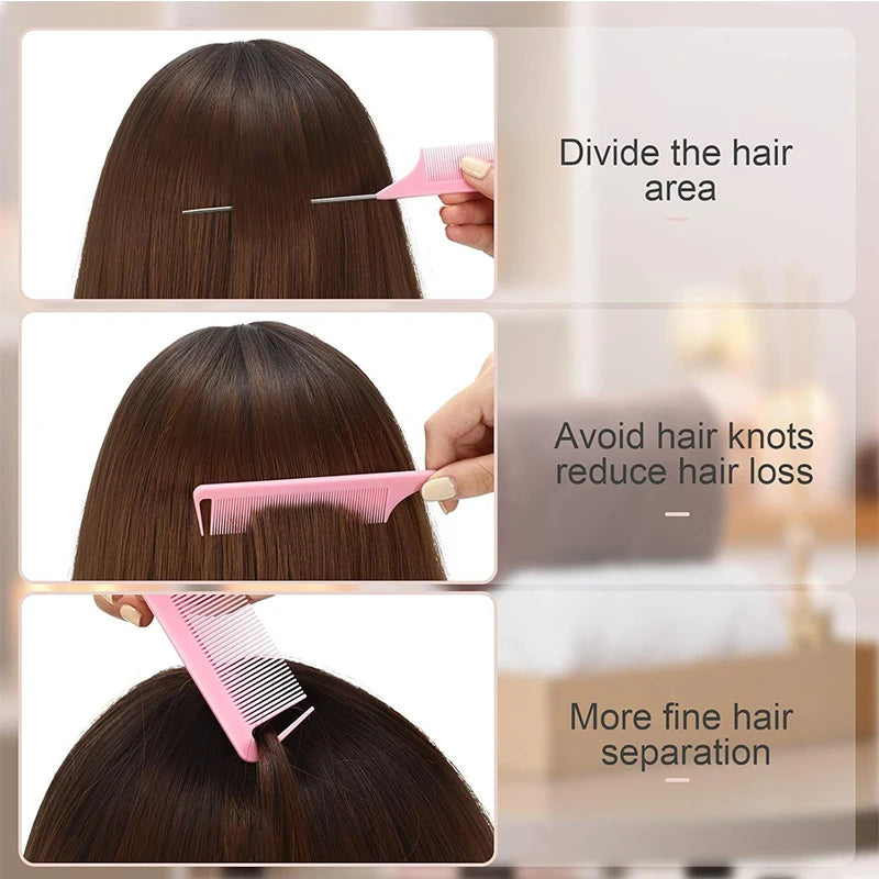 1pc Professional Pointed Tail Hair Comb Salon Cut Comb Styling Stainless Steel Spiked Salon Hair Care Hairdresser Styling Tool