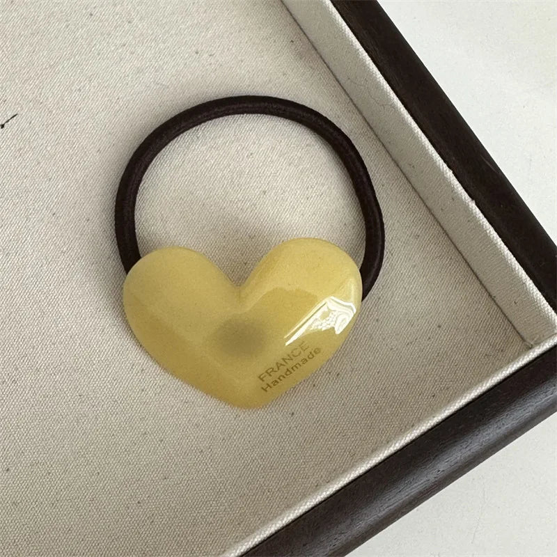 Acetic Acid Great Love Basic Leather Band Hair Rope High Elastic Hair Loop Texture Advanced Headrope Hair Accessories New Style