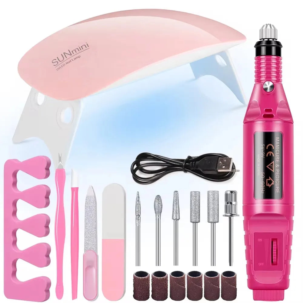 Manicure UV LED Lamp Kit Set UV Lamp and 20000RPM Nail Drill Machine Kit and Remove Dead Skin Manicure Tools Set