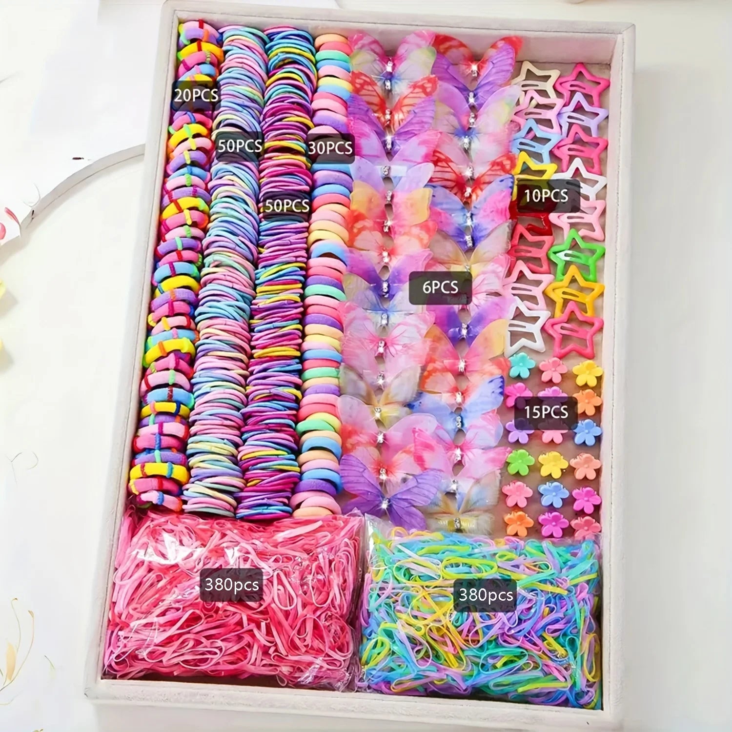941 sets of colorful and cute outfits for girls | Includes various clips, hair ties, flowers, and double-layered bow headpieces