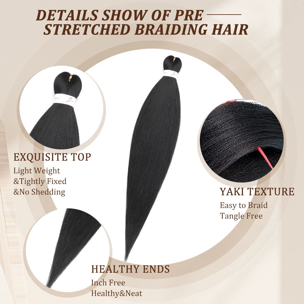 Pre-stretched Synthetic Braiding Hair Ombre