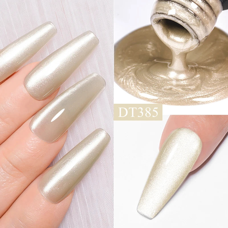 MEET ACROSS 7ml Pink Silver Moonlight Magnetic Gel Polish Varnis Semi Permanent Soak Off Gel Nail Polish UV LED Gel Manicure
