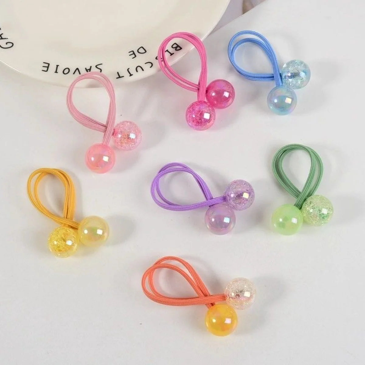 Sweet and Cute Candy-Colored Double-Ended Round Bead Hair Ties for Girls, Rubber Bands Suitable for Daily Wear, School Outfits, and as Gifts for Friends