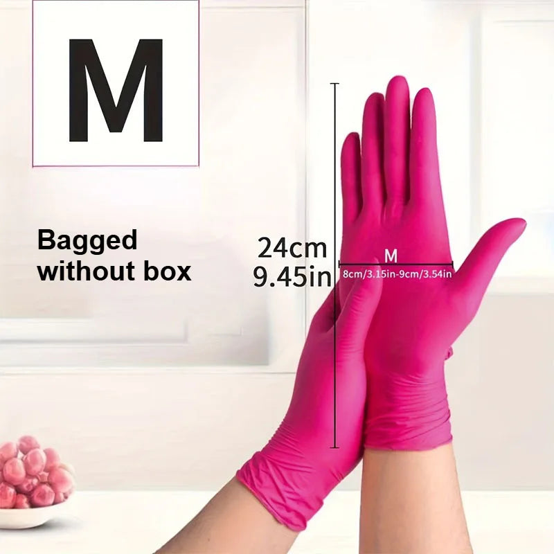 Pink Nitrile Disposable Gloves Powder & Latex Free Gloves for Kitchen Cooking Household Beauty Petcare Hair Dye Work Glove