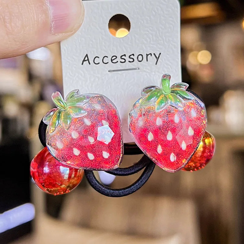 2PCS New Lovely Colorful Crown Bear Girls Elastic Hair Bands Hair Accessories Children Hair Ties Baby Headwear