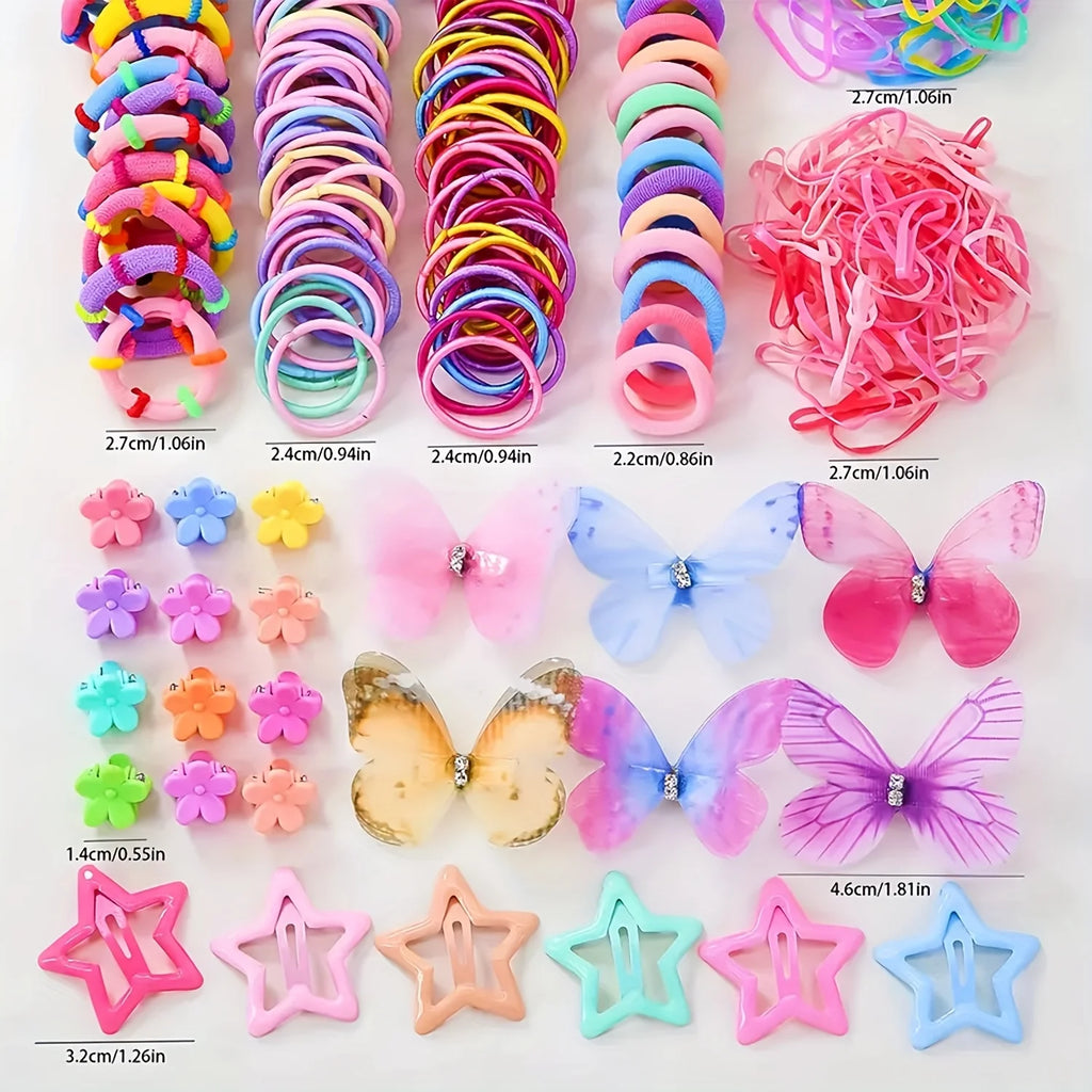 941 sets of colorful and cute outfits for girls | Includes various clips, hair ties, flowers, and double-layered bow headpieces