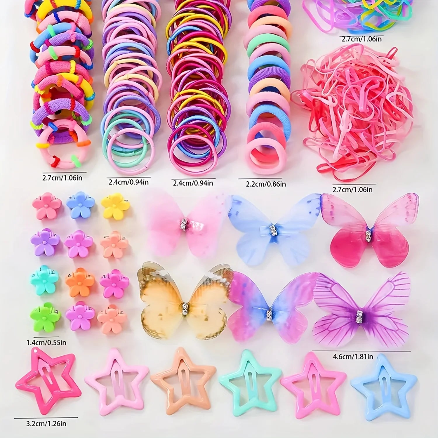941 sets of colorful and cute outfits for girls | Includes various clips, hair ties, flowers, and double-layered bow headpieces